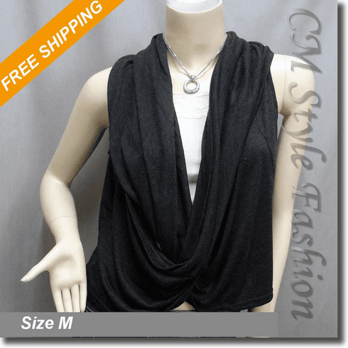 Ruched Drapey Twisted Fashion Vest Top Dark Gray