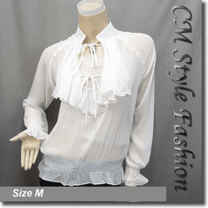 Ruffle Chiffon Blouse Top White