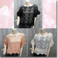 Scallop Edge Knit Mesh Sweater Top Series