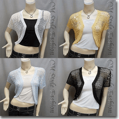 Sequin Crochet Shrug Bolero Topper
