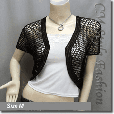 Sequin Crochet Shrug Bolero Topper Black