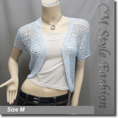 Sequin Crochet Shrug Bolero Topper Blue