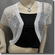 Sequin Crochet Shrug Bolero Topper White