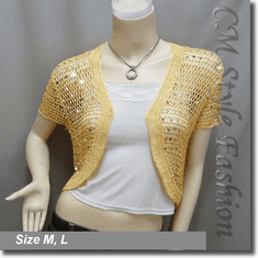 Sequin Crochet Shrug Bolero Topper Yellow