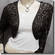 Sequined Embroidered Cropped Shrug Bolero Brown