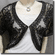 Sequined Embroidery Shrug Bolero (Short Sleeves) Black