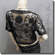 Sequined Embroidery Shrug Bolero (Short Sleeves) Black