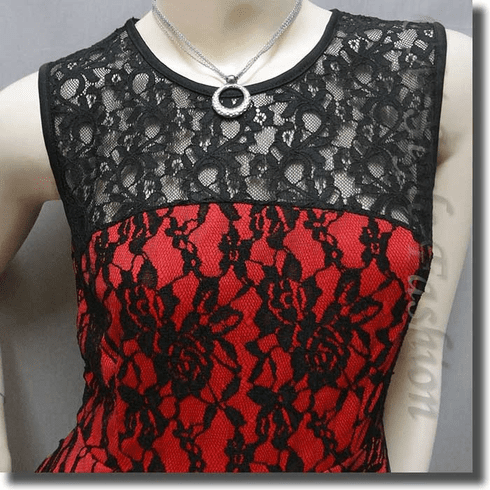 Sexy Dual Tone Lace Overlay Cocktail Dress Black Red