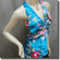 Sexy Floral Halter Back Tie Silky Satin Bare Back Top Blue