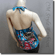 Sexy Floral Halter Back Tie Silky Satin Bare Back Top Blue