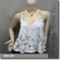 Sexy Glamorous Sequined Bling Bling Camisole Blouse Top White Silvery