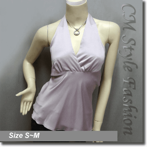 Halter Back Tie Printed Top - Light Pink main image 1