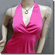 Sexy Halter Back Tie Silky Satin Bare Back Top Pink