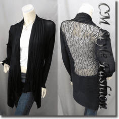Shawl Collar Drapey Open Cardigan Black