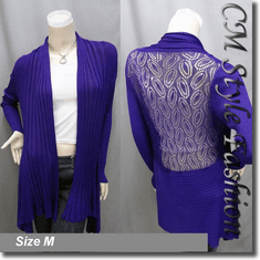 Shawl Collar Drapey Open Cardigan Purple