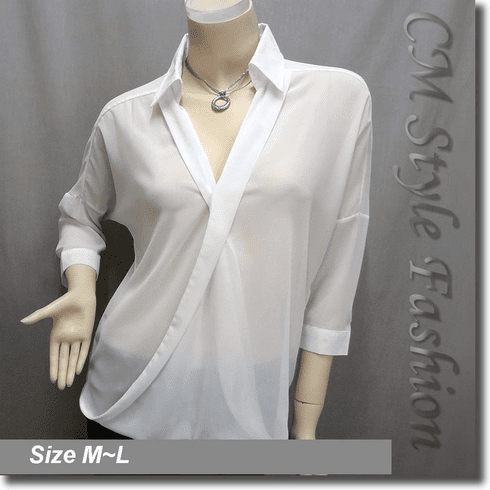 Sheer Twisted Blouse Shirt Top White