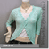 Silvery Thread Crochet Knit Cardigan Topper Aqua Green