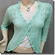 Silvery Thread Crochet Knit Cardigan Topper Aqua Green