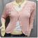 Silvery Thread Crochet Knit Cardigan Topper Pink