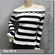 Stripey Wide Neckline Peekaboo Stretchy Ribbed Top Black White