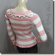 Stripey Wide Neckline Peekaboo Stretchy Ribbed Top Pink White