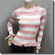 Stripey Wide Neckline Peekaboo Stretchy Ribbed Top Pink White