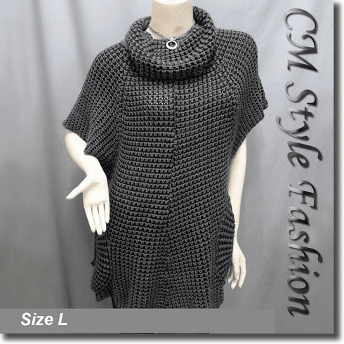 Swing Sleeve Pockets Tunic Top Gray Black