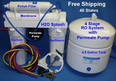 4 Stage RO+Permeate Pump (White Housings) - With Tank