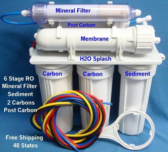 6 Stage RO System Mineral Filter (White Housing) With Tank