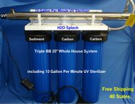 Big Blue 20&quot; Water Filter - Triple 1&quot; Ports - 2 Carbons and 1 Sediment - 10 GPM UV