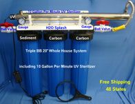 Big Blue 20&quot; Water Filter - Triple 1&quot; Ports - 2 Carbons and 1 Sediment - 10 GPM UV
