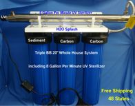 Big Blue 20&quot; Water Filter - Triple 1&quot; Ports - 2 Carbons and 1 Sediment - 8 GPM UV