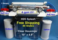 Big Blue Water Filter - Dual, 10&quot; Clear, Carbon, Sediment, 4 GPM UV