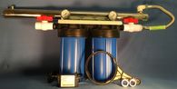 Blue BB 10&quot; Water Filter - Dual 1&quot; Ports - Ball Valves, Gauges and 8 GPM UV