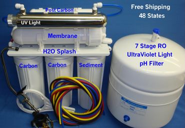 Reverse Osmosis - 7 Stage +pH+UV (White Housings) - With Tank