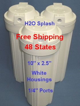White Housings - 10 Inch - 1/4 Inch Ports - 3