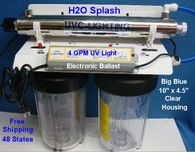 Whole House Filter - Dual, 10&quot; BB Clear, Carbon, Sediment, 4 GPM UV