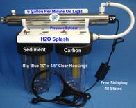 Whole House Filter - Dual, 10&quot; BB Clear, Carbon, Sediment, 6 GPM UV