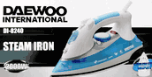 Daewoo di8240 steam/dry iron with stainless steel soleplate, 220 to 240-volt