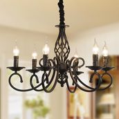 Ganeed 6 Lights French Country Antique Black 220Volts NOT FOR USA