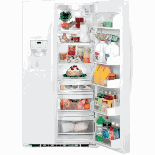 Ge gse25mgyc ww white sidebyside refrigerator for 220 volts