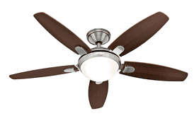 HUNTER FAN 50612 CONTEMPO CEILING FAN WITH LIGHT, BRUSHED NICKEL, 52 W, 132 CM 220-240 VOLTS NOT FOR USA