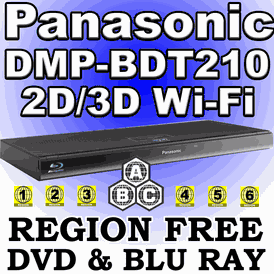 Panasonic 3d dmp-bdt210 multi zone all region code free dvd blu ray player for 110-220 volts
