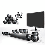 Samsung  sca-p5160n  16 channel complete security camera system package with 6 soltech dome cameras 110-220 volts
