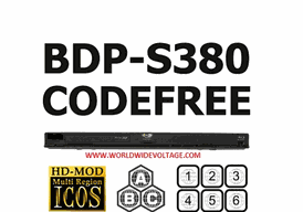 Sony bdp-s380 codefree multi zone all region code free blu ray dvd player 100~240v 50/60h. (region a b c)