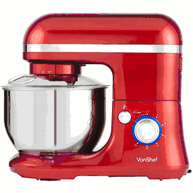 VonShef 220 volts Stand Mixer 650 watts with Dough Hook, Beater, whisk, & Splash Guard 220-240 volt 50 hz 13270 NOT FOR USA