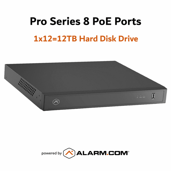 ADC-CSVR2108P-1x12TB - Alarm.com Pro Series 8 Built-In PoE Ports Commercial Business Stream Video Recorder (1x12=
