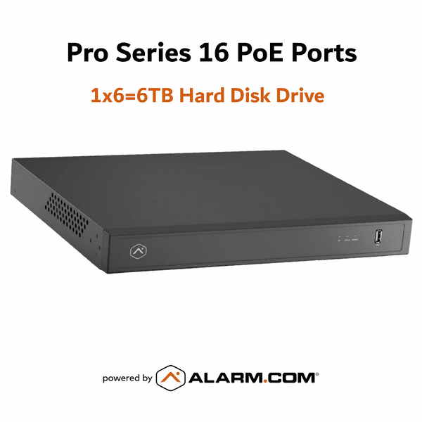 ADC-CSVR2116P-1x6TB - Alarm.com Pro Series 16 Built-In PoE Ports Commercial Business Stream Video Recorder (1x6=6TB Hard Disk Drive)
