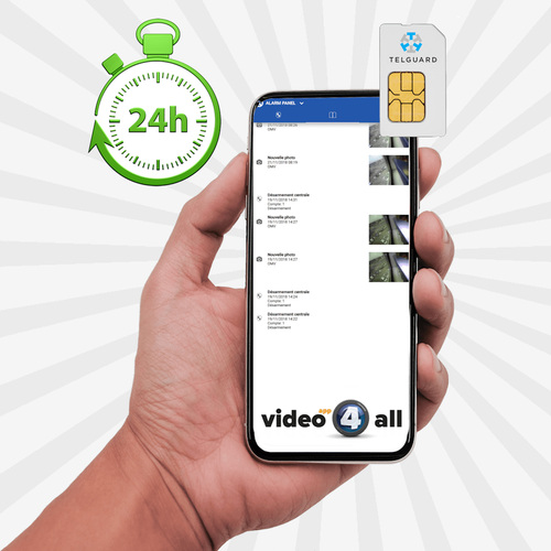 Videofied DIY Cellular Video4All App Interactive Home Alarm Monitoring Services and Daily Supervision Test (Powered by Telguard SIM Card)
