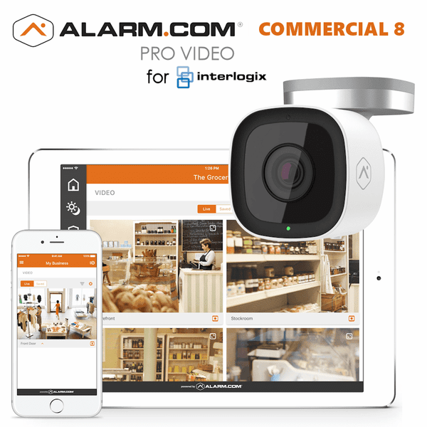 GE Interlogix Commercial Business Video 8 Cameras Surveillance Services (Powered by Alarm.com App)